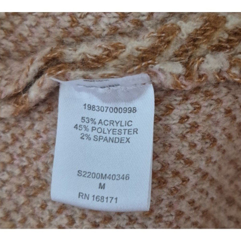 Farmers Market Duster Cardigan Womens M Pink Brown Patchwork Fuzzy Open Front - Picture 5 of 7